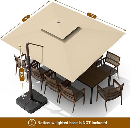 10x13FT Cantilever Patio Umbrella - Image 8