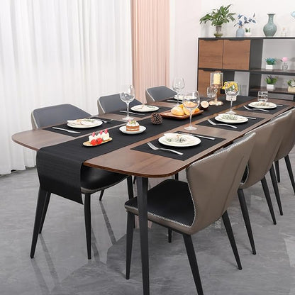 Myir JUN Table Runner, Vinyl Table Runner Indoor Arbitrarily Cropped Runner for Table Heatproof for Home Party (Black, 12 x 94 inch)