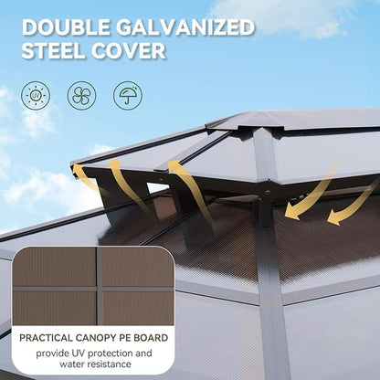 Aoxun 8'x5' Grill Gazebo with Polycarbonate Double Roof - Image 7