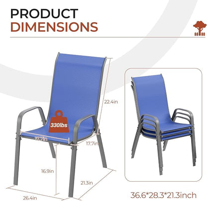 TLSUNNY Patio Chair, Outdoor Stackable Textilene Chairs Set of 4, - Image 2