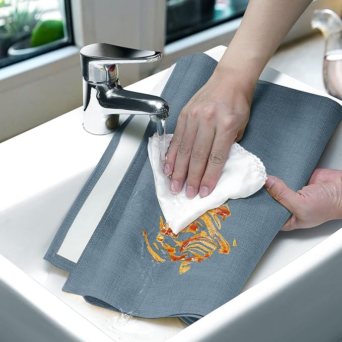 Wipeable Table Runner, Thick Farmhouse Dresser Runner, Rustic Indoor/Outdoor (108'', Blue Grey)