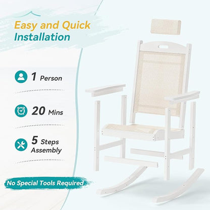3-Piece Outdoor Rocking Chair Set, HDPE Patio Rocking Chair - Image 8