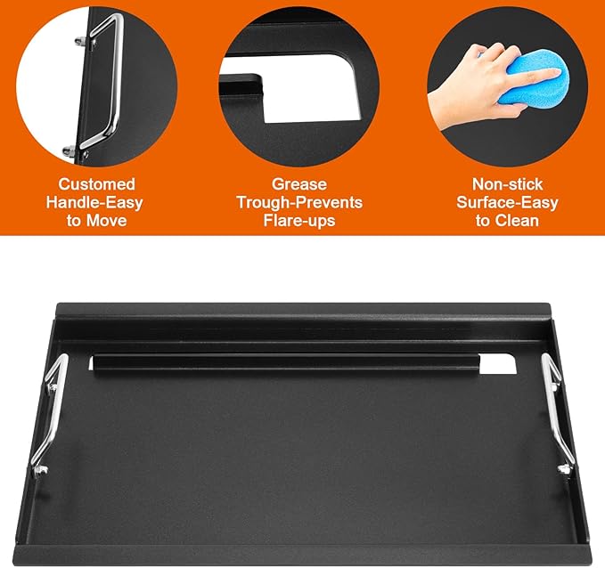 Full-Size Griddle Inserts for Charbroil Performance 4 Burner, Flat Top Griddle for Charbroil Grill 463347017 463377017 463376018P2 463376117 463377117, Replacement Parts for G470-0002-W2 G470-0003-W1
