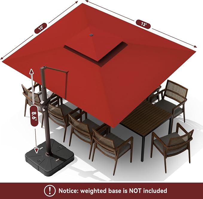 10x13FT Cantilever Patio Umbrella - Image 9
