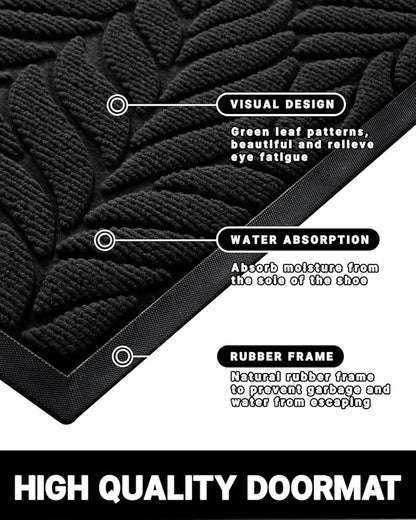 Yimobra 36x24 Large Door Mat Outdoor Indoor, All-Season Waterproof Door Mat Outside Entrance, All-Weather Non-Slip Outside Doormat for Garage Patio Entryway, Black