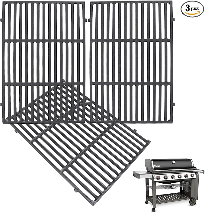 DcYourHome 66803 Genesis II 610 Grill Grates for Weber Genesis GS4 II E-610 S-610 E-640 S-640 Series Replacement Parts, 66096 Grates for Genesis II LX E-640 S-640 Grill Parts, Heavy-Duty Cast Iron