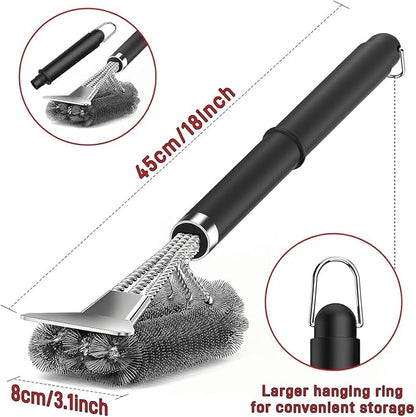 HEXAR® Grill Brush, Barbecue Grill Cleaning Brush Combination of Brush with Scraper, BBQ Cleaning Brush with Stainless Steel Bristles and Extra Long PP Handle