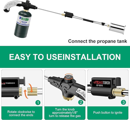 Sondiko Propane Torch Weed Burner, High Output Weed Torch Flamethrower, 30" Detachable Long Arm Heavy Duty Blow Torch For Garden, Wood, Ice, Snow, Melting(PROPANE TANK NOT INCLUDED)
