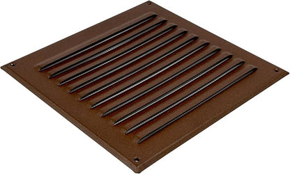 Square Ventilation Grille / 8" x 8" Inch Inside Measurement/Brown Metal Air Vent Louver - Inside/Outside use - / 10" x 10" Inch Outer Measurement