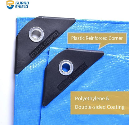 GUARD SHIELD Blue Tarp Waterproof 24x24 Feet Medium Duty All Purpose Poly Tarps Cover 7mil