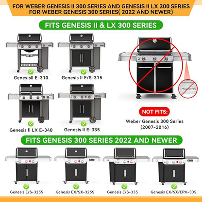 17.1 Inch Porcelain Steel Flavorizer Bars for Weber Genesis Grill Parts, for GS4 Genesis II/II LX 300, II E-310, II E-315, II E-335, II LX-340 Replacement Parts 66795, 5 Pcs