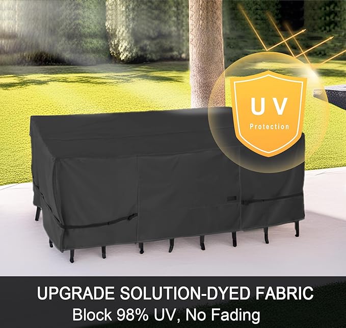 NettyPro Patio Table Cover Rectangular 125 x 84 Inch, Waterproof Outdoor Furniture Set Covers for Dining Table and Chair Rectangle, Black
