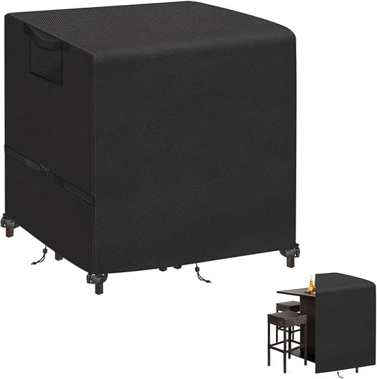 Kovshuiwe 5 Piece Bar Height Patio Dining Set Covers 600D Oxford Fabric Waterproof 60 Inch Square Patio Bar Height Table & Chair Sets Cover, Black