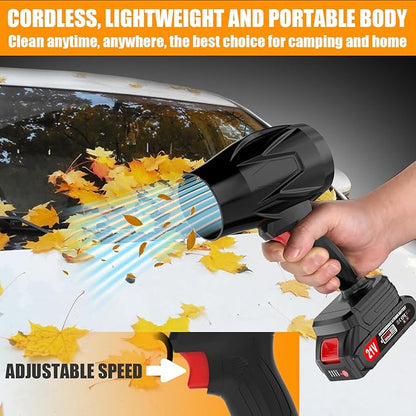 Leaf Blower Cordless with Battery and Charger, 21V Hand Held Blower, Turbo Air Jet Blower, Portable Handheld Leaf Blower with Adjustable Speed for Patio, Lawn Care, Car Snow, Blowing Leaves and Dust