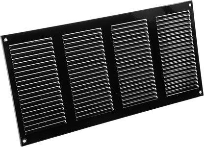 Vent Systems 16" x 8" Inch (Overall Dimensions) Pack of 3 - Black - Air Vent Cover Metal Air Return Grill with Built-in Pest Guard Screen HVAC Vent Duct Cover for Home Improvement