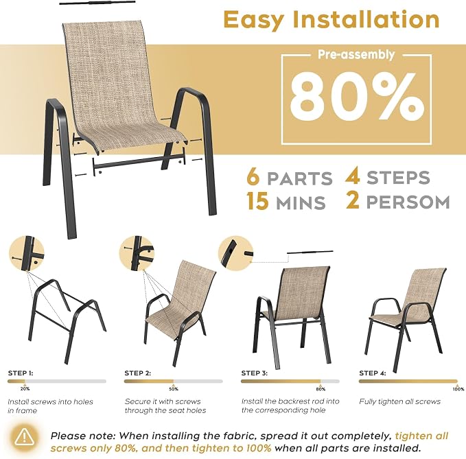 Patio Dining Chairs Set of 8 Outdoor Stackable Dining Chairs - Image 6