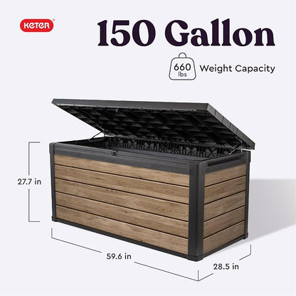Keter Signature Collection 150 Gallon Resin Deck Box Organization and Storage - Image 2