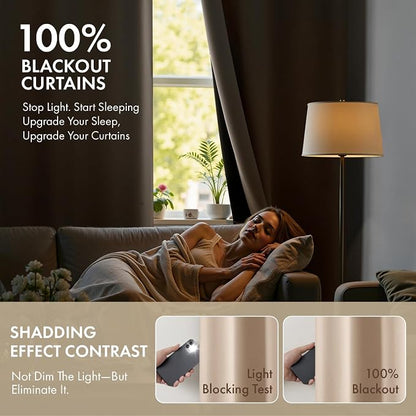 MIULEE Beige 100% Blackout Curtains - Image 2
