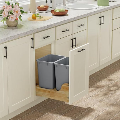 ROOMTEC 35QT Kitchen Trash Can, Lightweight and Sturdy Slim Trash Can, Wastebaskets for Office, Workspace, Kitchen, Bathroom, 2 Packs