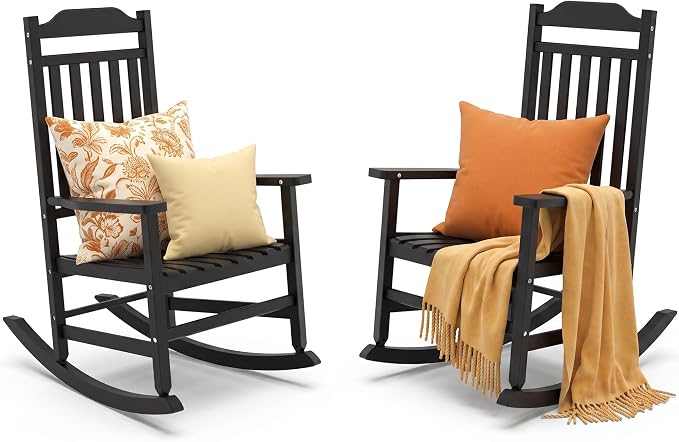 Outdoor Rocking Chairs Set of 2, Weather-Resistant Rocking Chair Ergonomic | by EFU