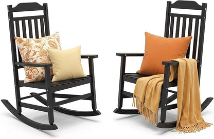 Outdoor Rocking Chairs Set of 2, Weather-Resistant Rocking Chair Ergonomic | by EFU