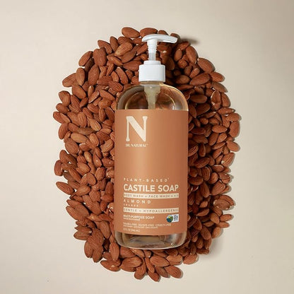 Dr. Natural Castile Liquid Soap, Almond, 2 pc - Sulfate-Free, Paraben-Free, Cruelty-Free Multi-Purpose Soap with Shea Butter, Coconut Oil, Olive Oil