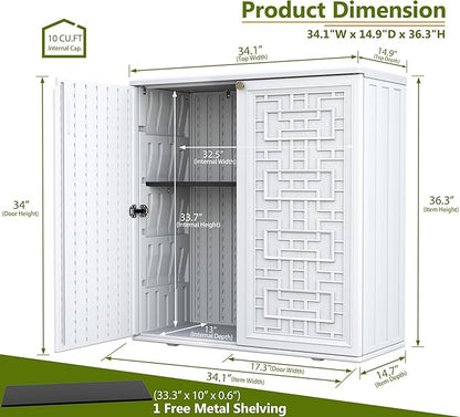 ZZM HDPE Outdoor Storage Shed, Outdoor Plastic Storage Cabinet, Horizontal - Image 3