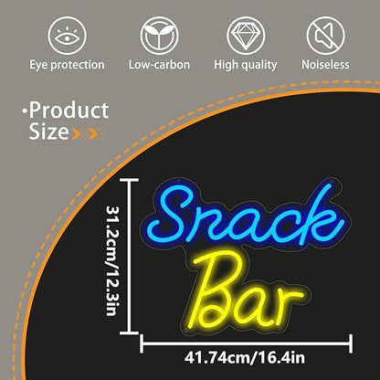 Snack Bar Neon Sign for Wall Decor, USB Powered Snack Bar Led Sign, Reusable Snack Light Up Sign for Boys and Girls, Light Up Sign for Bedroom and Livingroom