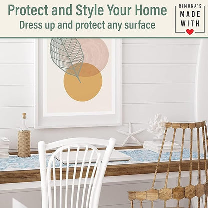 RIMONA'S Thermo Heat Resistant Table Runner and Trivet for Hot Dishes - Waterproof Hot Plates to Protect Table and Countertop - Kitchen & Dining 350F Heat Protector 40" - White Golden Marble