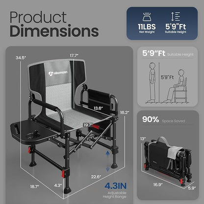 Folding Camping Director Chairs, Adjustable Height, Storage Pocket, Heavy Duty - Image 3