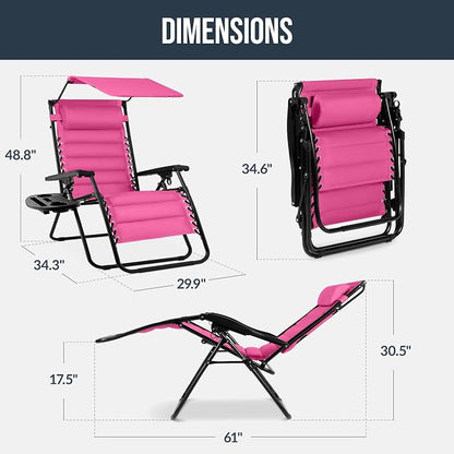 Best Choice Products Oversized Padded Zero Gravity Chair w/Canopy Headrest Cup - Image 2