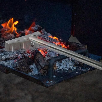 Heavy Duty Charcoal Grill Rake Ash Tool Accessories With Rubber Handle, Kettle Grill Pizza Oven Ash Rake - 32 Inch