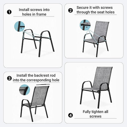Patio Chairs Set of 4, Breathable Textilene, Weatherproof Frame, Quick Setup - Image 6