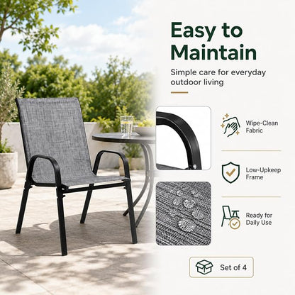 Majnesvon Outdoor Patio Chairs Set of 8, Stackable Patio Chairs, Front Porch - Image 7