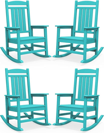 SERWALL Outdoor Rocking Chair Set of 4, Patio Rocking Chair, Aruba | HDPE by SERWALL