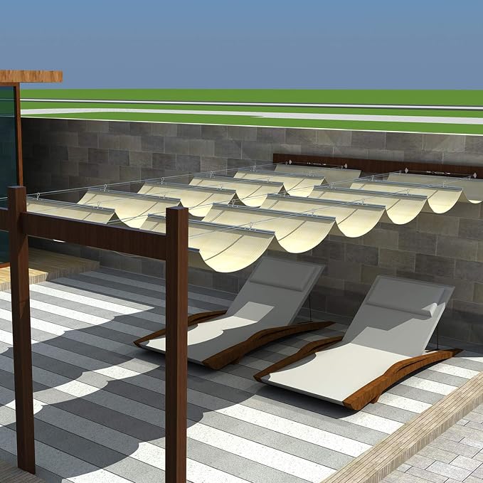 Windscreen4less 4' x 11' Retractable Sun Shade Canopy Cover Sliding Wave Shade - Image 7