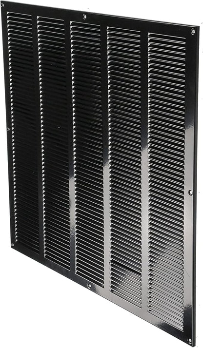 Repa Market Air Vent Cover 20x20 Inch (Outer Dimensions) Black Galvanized Steel Louvered Grill Cover with Mesh Screen/Wall or Ceiling Vent/HVAC Register for Indoor and Outdoor Ventilation