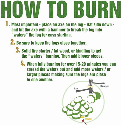 Home Fire Prest Logs - Burn up to 12 Hours in a Wood Stove - Six 100% Wood Fire Logs with One Lighting Fire Starter for Indoor Fireplace and Outdoor Fireplace - Additive Free, Made in The USA