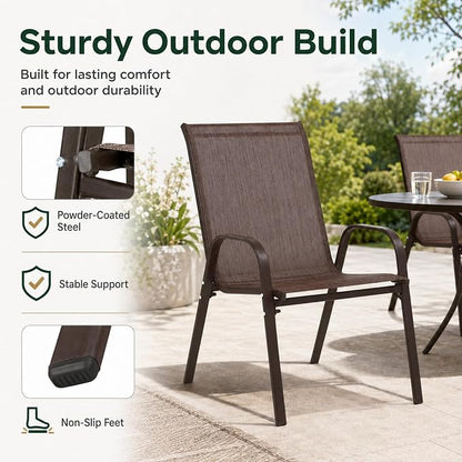Majnesvon Outdoor Patio Chairs Set of 4, Stackable Patio Chairs, Front Porch - Image 3