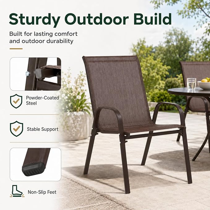 Majnesvon Outdoor Patio Chairs Set of 8, Stackable Patio Chairs, Front Porch - Image 3