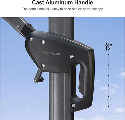 PURPLE LEAF Outdoor Umbrella 8' x 8' Square Premium Protection Light Grey | - Image 4