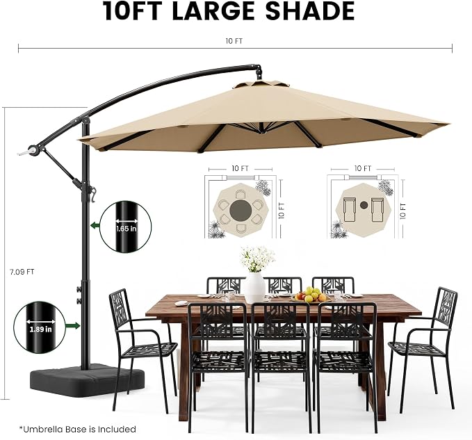 10FT Cantilever Offset Patio Umbrella - Image 9