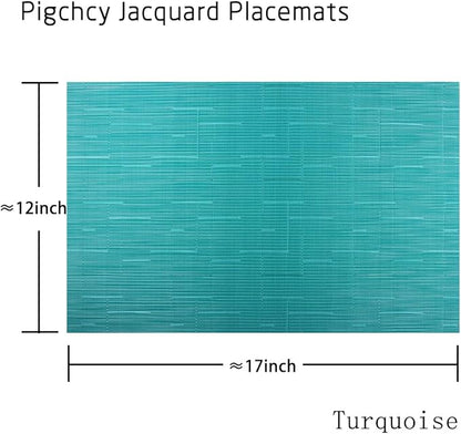 PIGCHCY Placemats Set of 8 Washable Durable Place Mats Vinyl Heat Resistant Non-Slip Table Mats Indoor Outdoor (Turquoise)