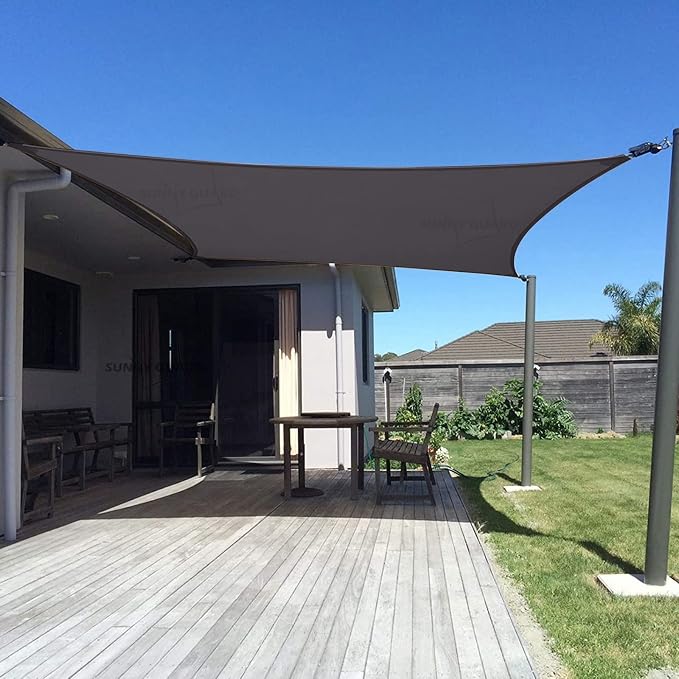 SUNNY GUARD Custom Size 8'x8' Dark Grey Sun Shade Sail Rectangle UV Block Shade by SUNNYGUARD
