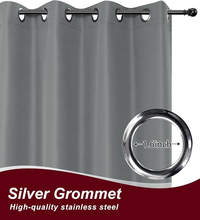 Grommet Outdoor Curtains for Patio Waterproof 8 Pcs 54x95 In Grey | - Image 2