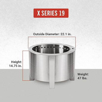 Breeo Smokeless Fire Pit (X Series 19, Stainless Steel) | 22.1 inch Smokeless Firepit for Outside | 47 Pounds | Ideal for Families, Gifts for Dad | Compatible with Wide Range of Breeo Accessories
