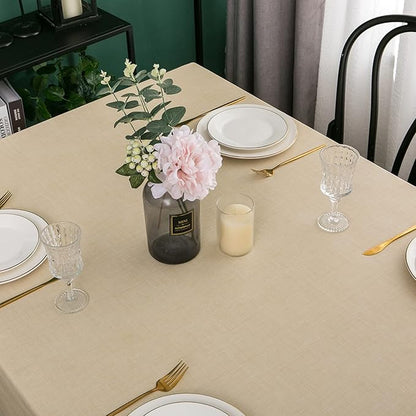 LIBERECOO Vinyl Tablecloth with Flannel Backing, Champagne, Waterproof, Stain-Resistant, Easy-Clean Table Cover for Dining, Kitchen, and Outdoor Use, 60" x 120" Rectangle