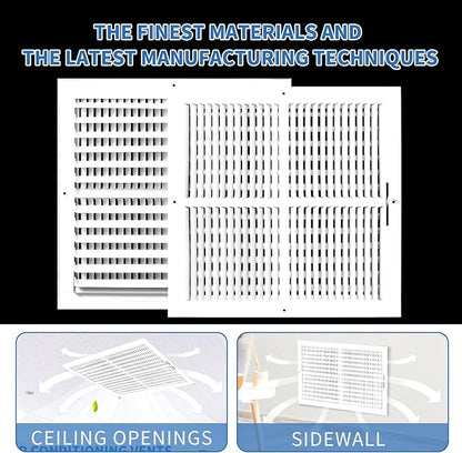 14x14 Vent Register [Duct Opening], Vent Covers for Home Ceiling, Two-Way Ventilation Register, Adjustable Solid Steel Wall Register Vent Cover (14"W x 14"H [Duct Opening])