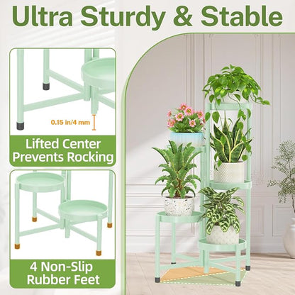 iDavosic.ly Plant Stand Indoor Outdoor, 5 Tier Metal Corner Shelf, Folding - Image 4