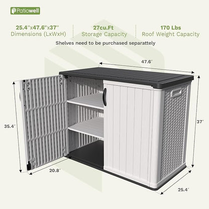 Patiowell 26 Cu.ft Plastic Outdoor Storage Cabinet, Lockable Waterproof - Image 4